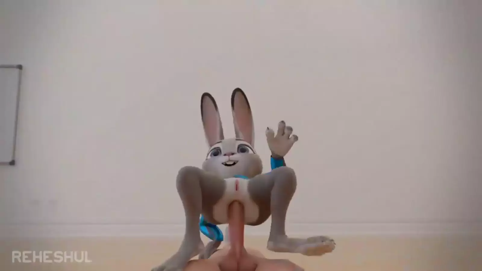 Two rabbit eared characters in a suggestive pose